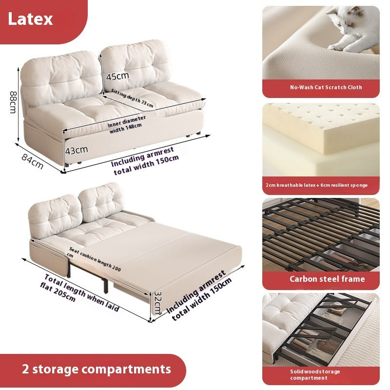 Cloud Sofa Bed with Pull-Out Storage for Small Living Rooms & Tatami Spaces