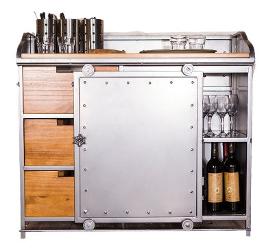 Custom American Solid Wood Sideboard – Industrial Vintage Buffet Cabinet for Dining Room & Tea Bar