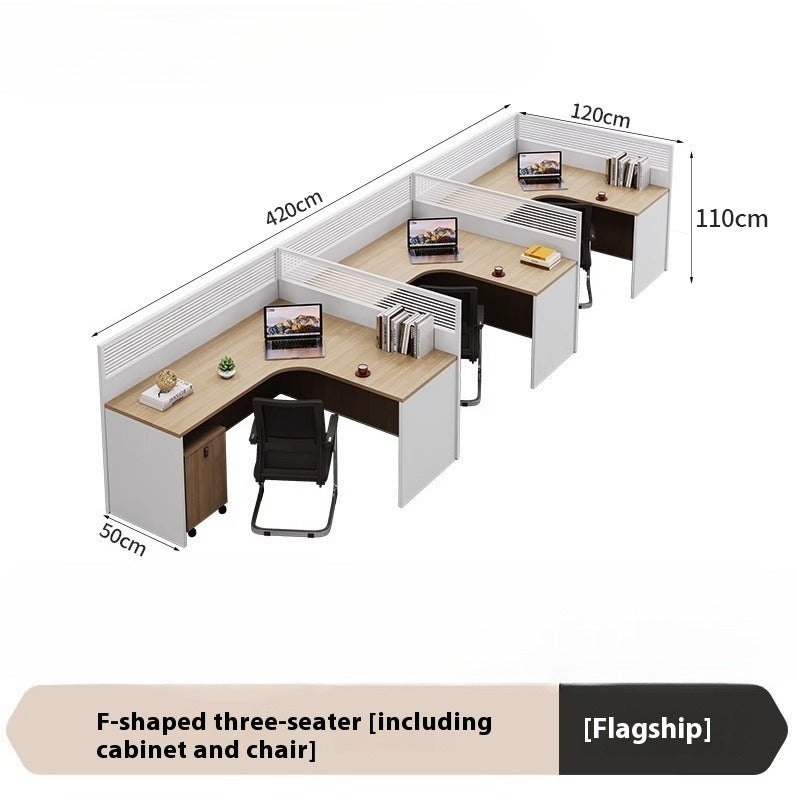 Cross-Shaped Office Workstation with Partition Panels & Desk Chair Set for Multiple Employees