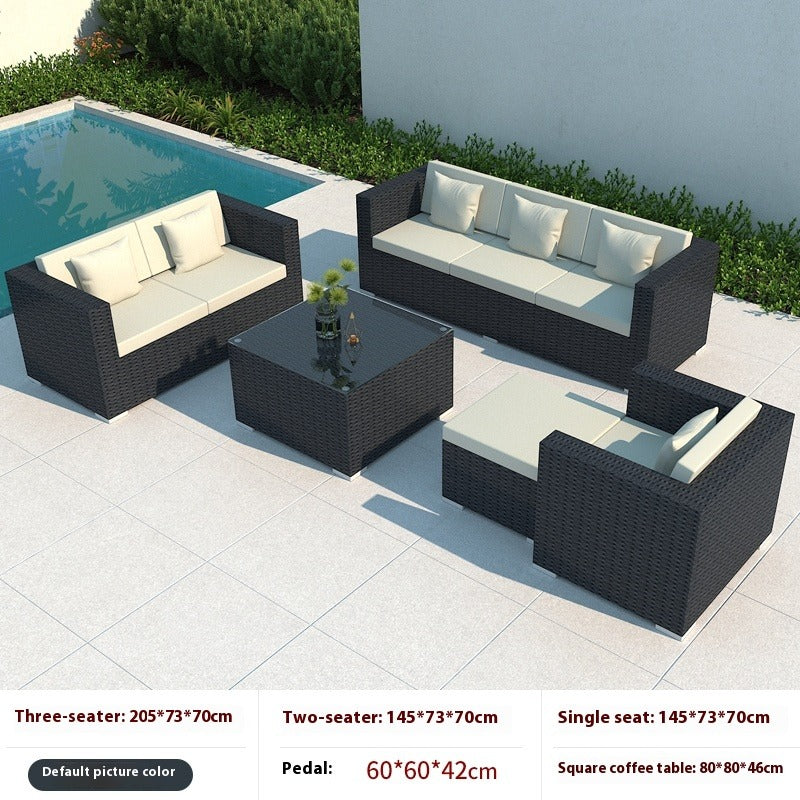 Outdoor Rattan Sofa Set 3-Seater Waterproof Lounge for Patio, Garden & Balcony