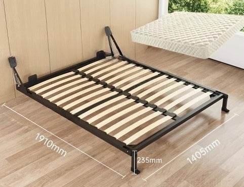 Wall-Mounted Folding Bed with Mattress, Eco-Friendly Wood Slats, Reinforced Double Steel Frame, and Silent Corner Bracing