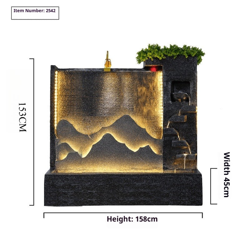 Rockery Waterfall Wall Fountain with Screen Feature for Villa Garden, Courtyard & Office Landscape Decor