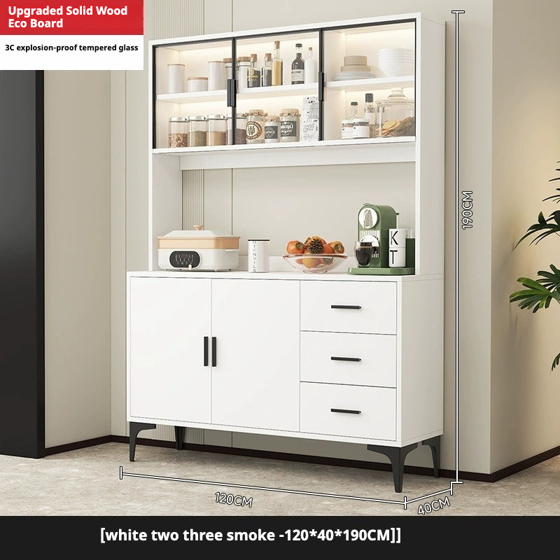 Solid Wood Sideboard Cabinet – All-in-One Wall-Mounted Tea & Storage Unit for Living Room or Kitchen
