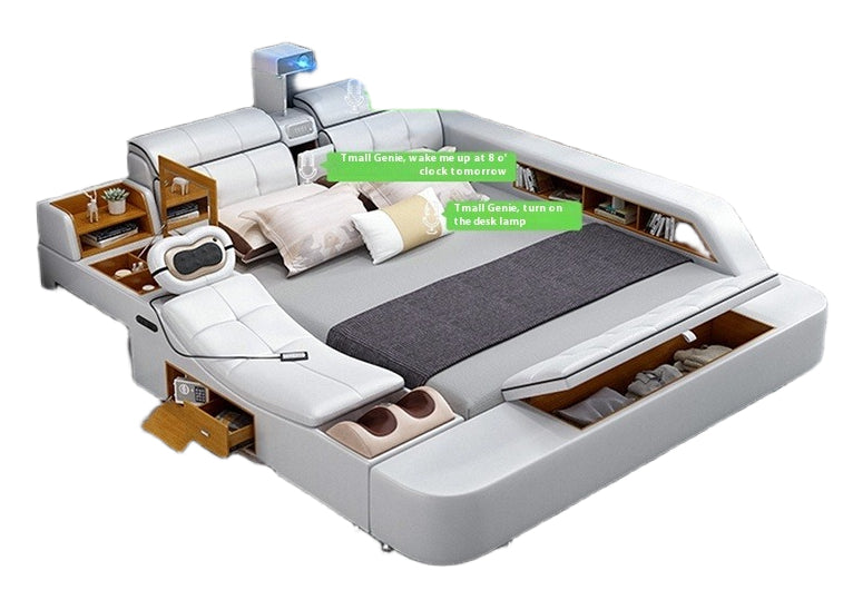 Smart Multifunction Massage Bed with Projector & Tatami Platform – Full-Body Massage, Voice Control, Leather Frame, Dual-Sided Mattress