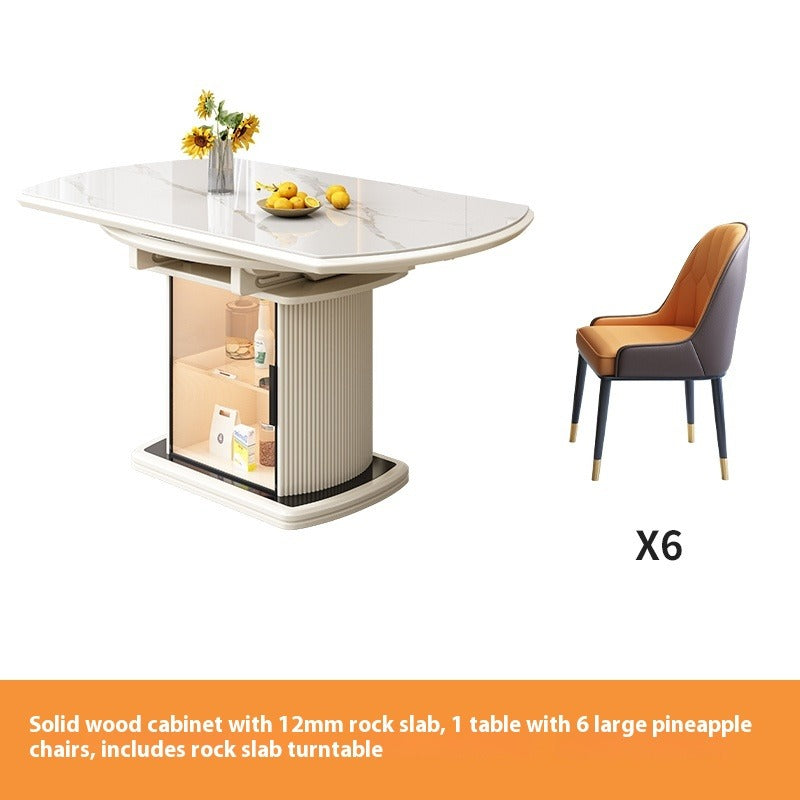 Cream Style Foldable Sintered Stone Dining Set for Small Modern Homes