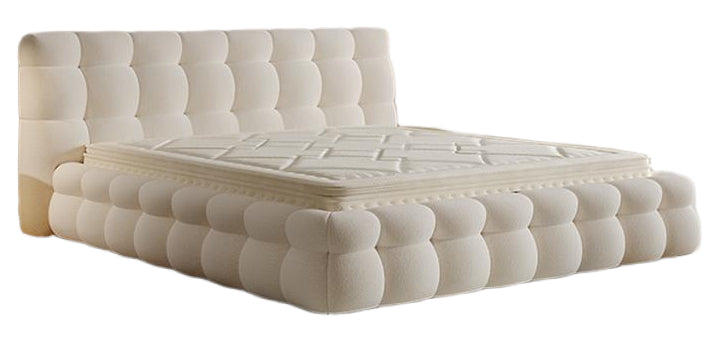 Smart Full-Control Electric Bed – French Cream-Style Upholstered Double Bed with Lifting Frame, 3D Mattress & 2 Nightstands
