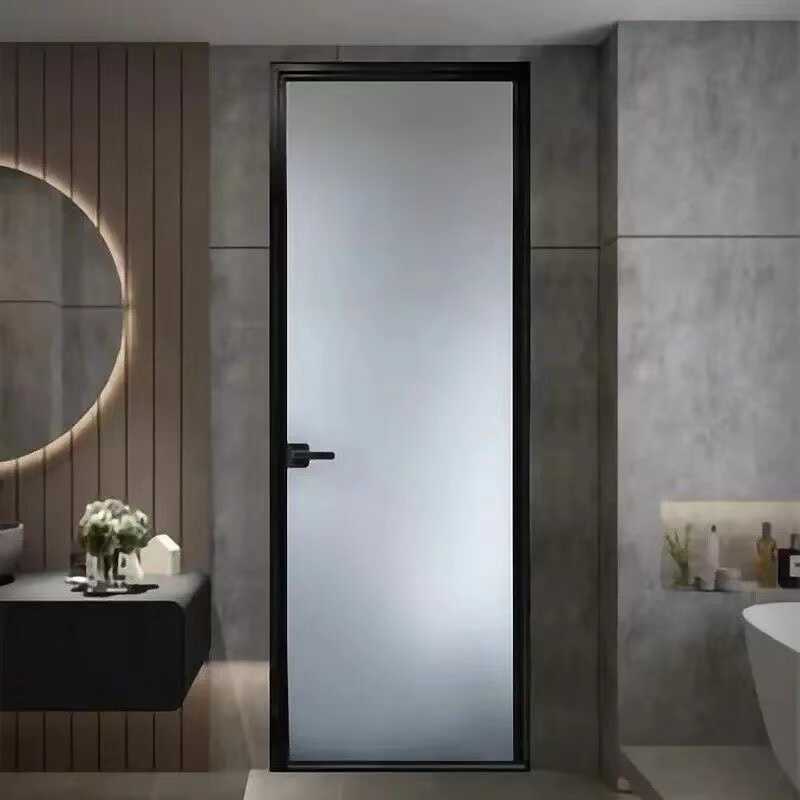 18mm Ultra-Slim Aluminum Swing Door – 2.0mm Thick Frame with Fluted or Frosted Glass for Bathroom