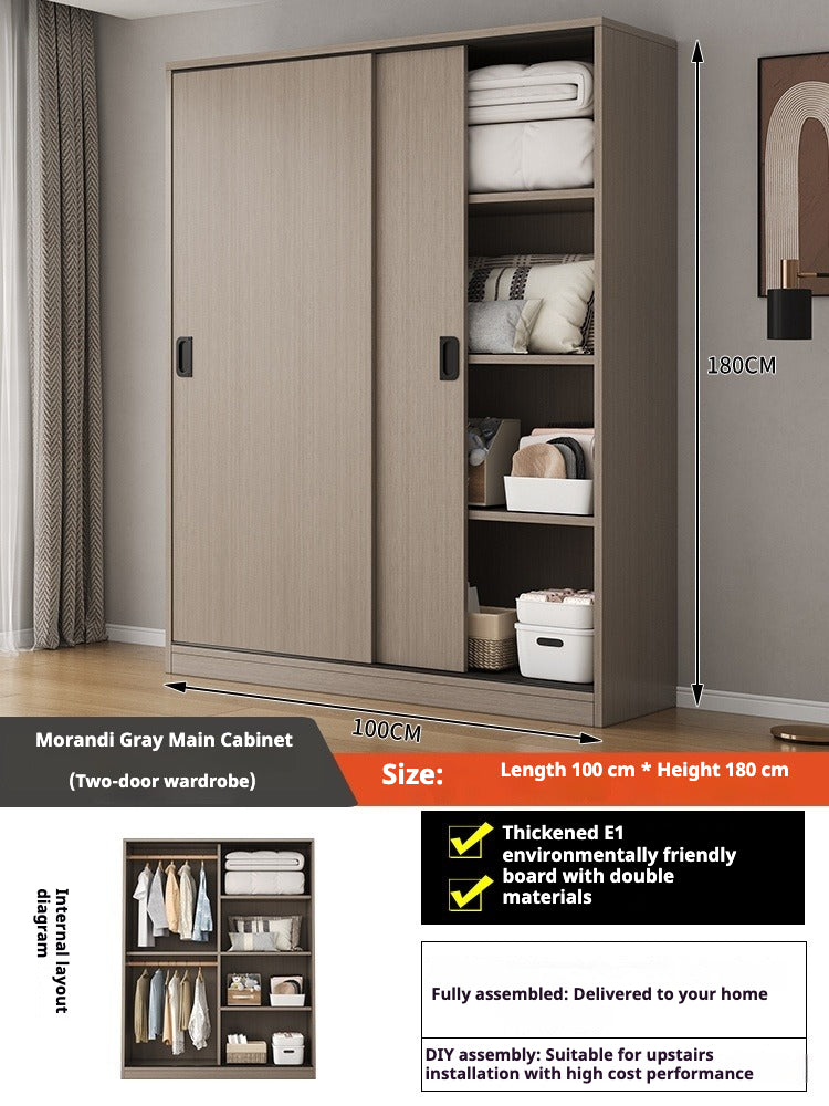 Sliding Door Wooden Wardrobe – Space-Saving Budget Closet for Small Bedrooms & Rental Homes