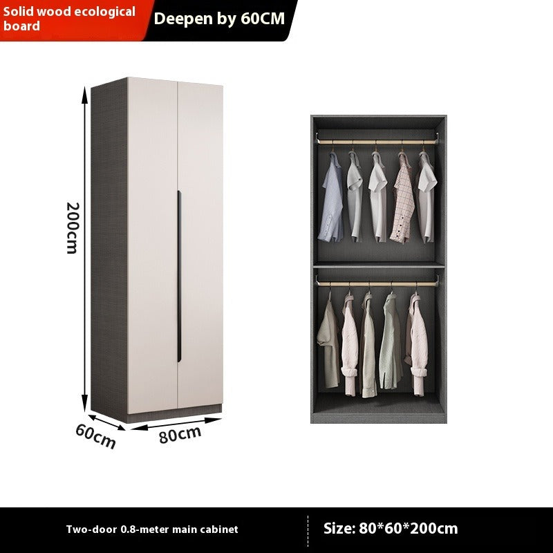 Solid Wood Wardrobe – Modern Eco-Board Closet for Small Bedroom Storage