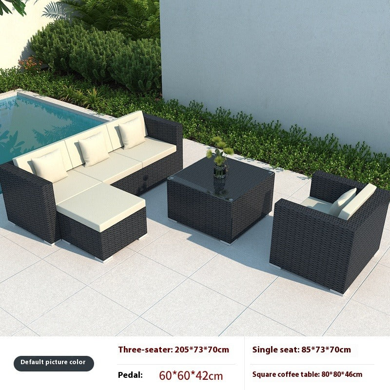 Outdoor Rattan Sofa Set 3-Seater Waterproof Lounge for Patio, Garden & Balcony