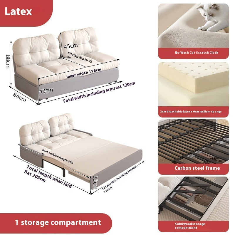 Cloud Sofa Bed with Pull-Out Storage for Small Living Rooms & Tatami Spaces