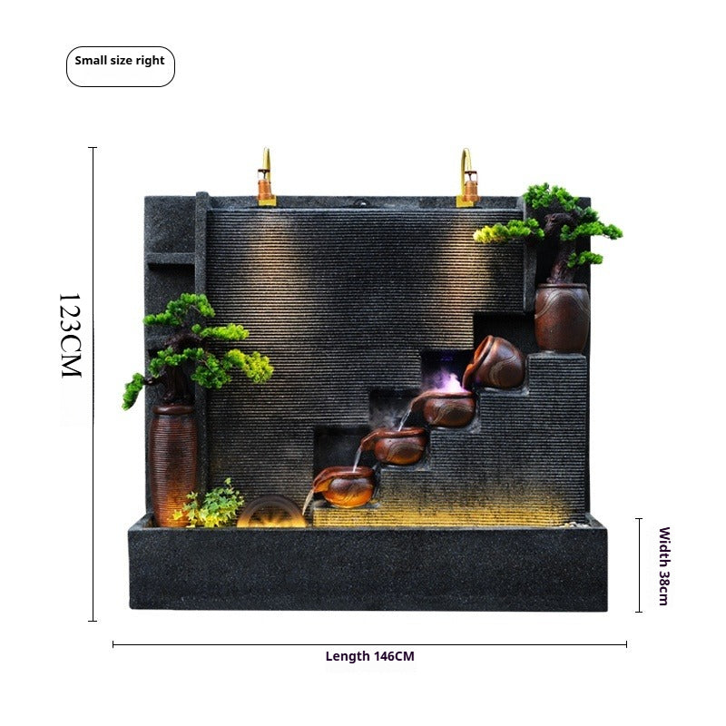 Rockery Waterfall Wall Fountain with Screen Feature for Villa Garden, Courtyard & Office Landscape Decor
