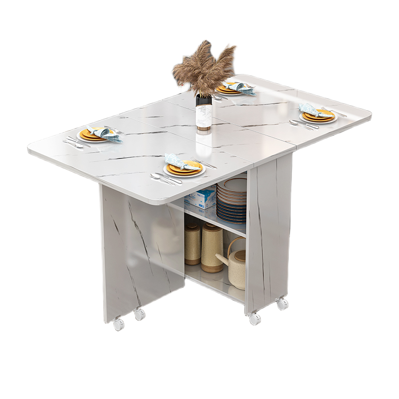 Slim Foldable Dining Table with Wheels for Small Apartments & Multi-Purpose Use