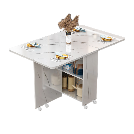 Slim Foldable Dining Table with Wheels for Small Apartments & Multi-Purpose Use