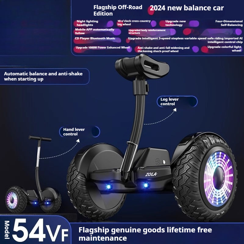 54V Smart Self-Balancing Scooter for Kids 6-15 & Adults - Triple Control with LED Mood Lights & Glow Wheels