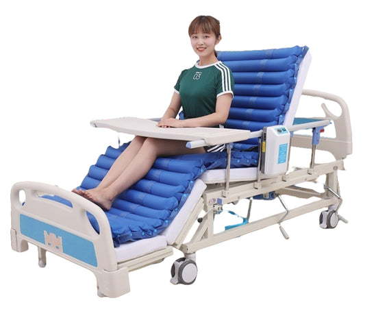 Elegant Adjustable Full-Curved Bed with Commode for Elderly and Patients - High-Quality, Anti-Slip, Anti-Slide Air Cushion, 200cm x 90cm x 43cm