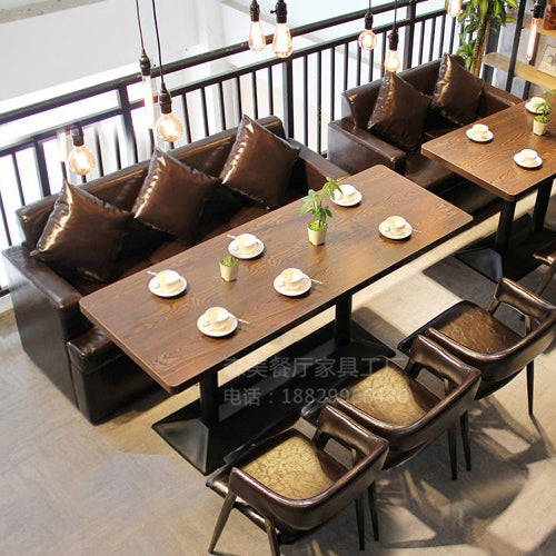 Retro Restaurant Booth Sofa & Table Set for Café, Bar, Hotpot & Tea Shop Seating