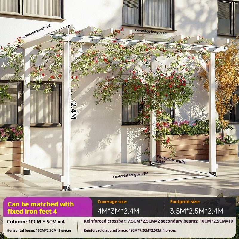 Outdoor Pergola & Trellis Pavilion in Treated Wood for Villa Garden & Courtyard Use