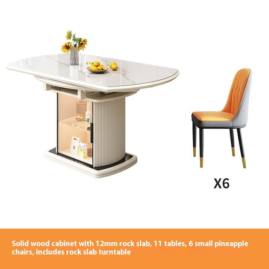 Cream Style Foldable Sintered Stone Dining Set for Small Modern Homes