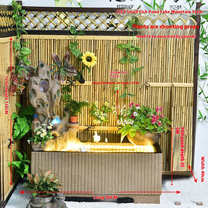 Rustic Garden Rockery Fountain with Fish Pond for Courtyard, Terrace & Balcony Decoration