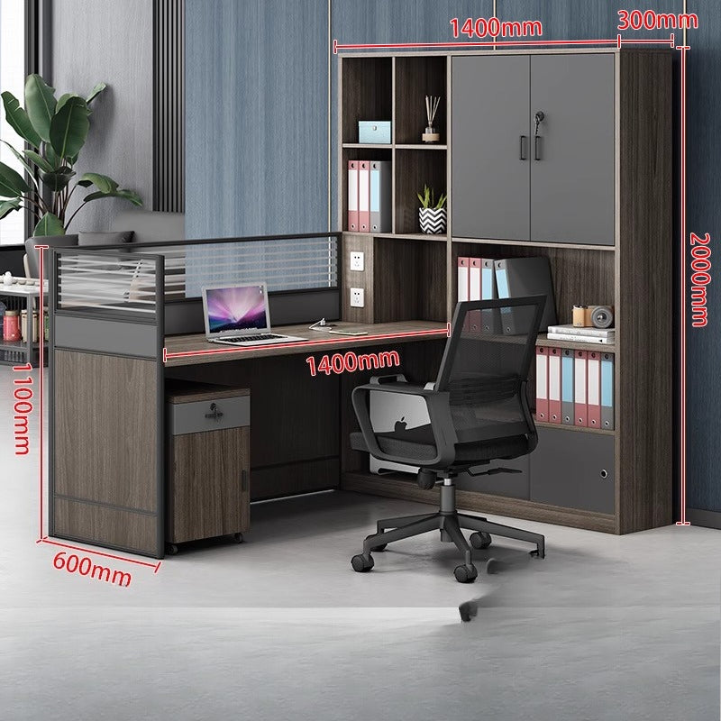 Office Desk & Chair Workstation Set with Storage Cabinet for 2/4-Person HR & Finance Teams