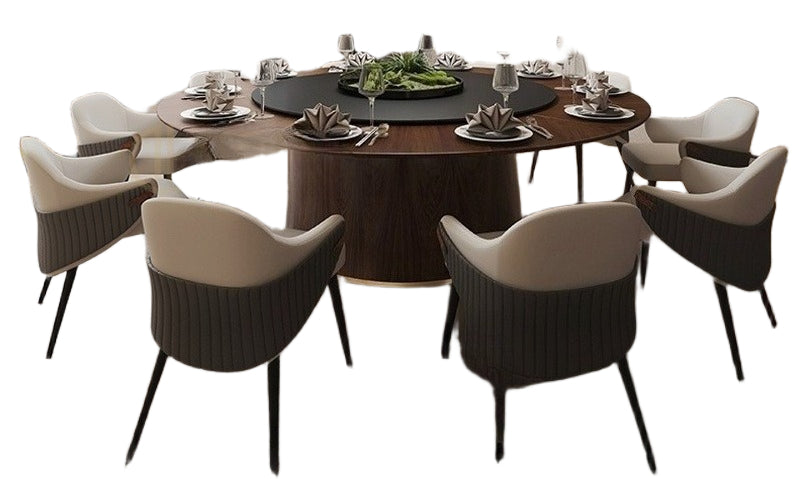 Electric Round Dining Table with Sintered Stone Top & Auto Turntable for Hotel & Restaurant Use