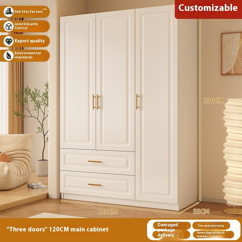Custom Solid Wood Wardrobe – Cream-Style European Closet for Kids & Small Bedrooms