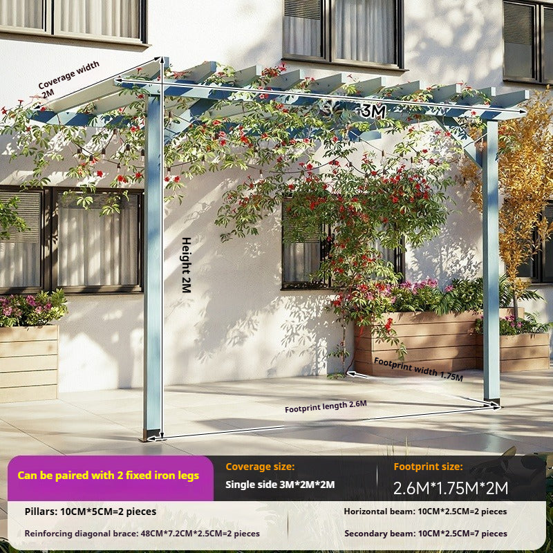 Outdoor Pergola & Trellis Pavilion in Treated Wood for Villa Garden & Courtyard Use