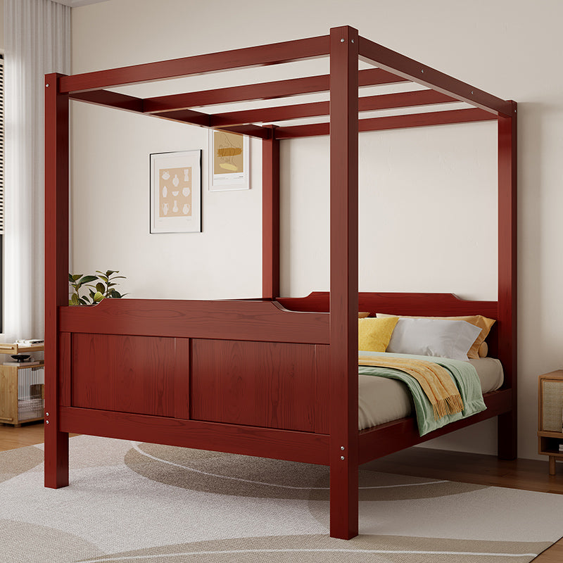 Custom Solid Wood Canopy Bed – 1.8M Modern Chinese-Style Four-Poster Double Bed for Master Bedroom or Guesthouse