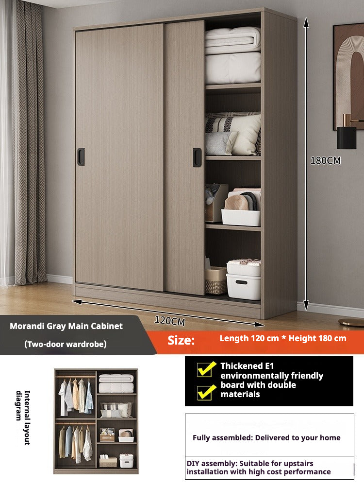 Sliding Door Wooden Wardrobe – Space-Saving Budget Closet for Small Bedrooms & Rental Homes