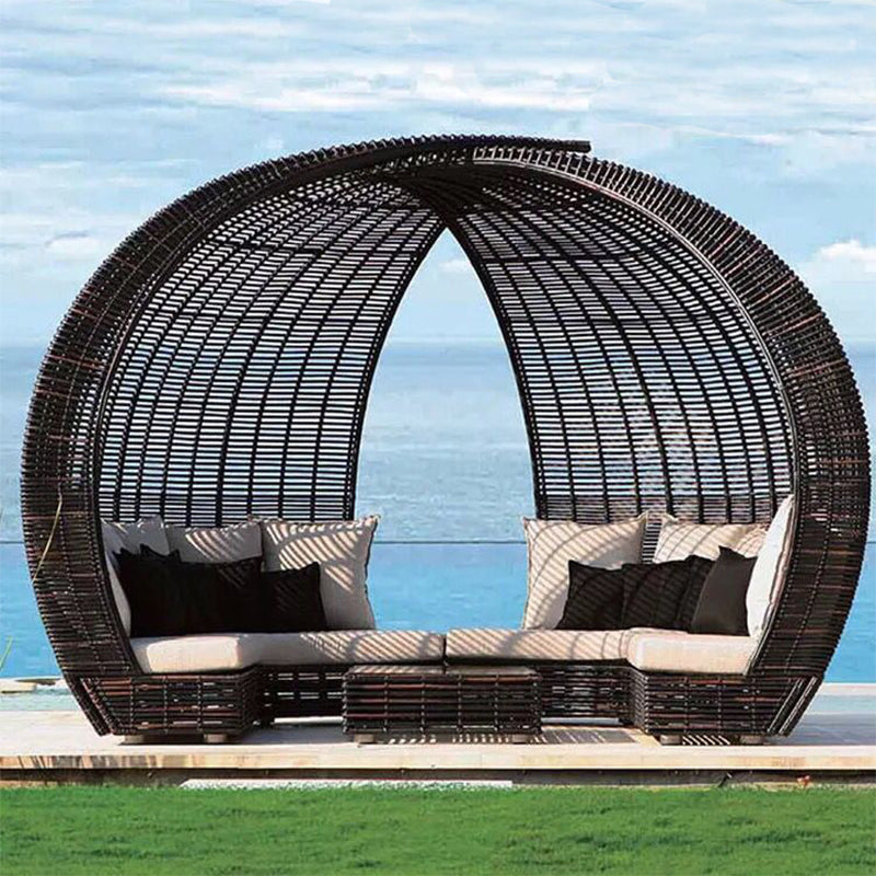 Outdoor Rattan Daybed Sofa – Waterproof Nest-Style Patio Furniture for Hotel, Terrace & Garden Use