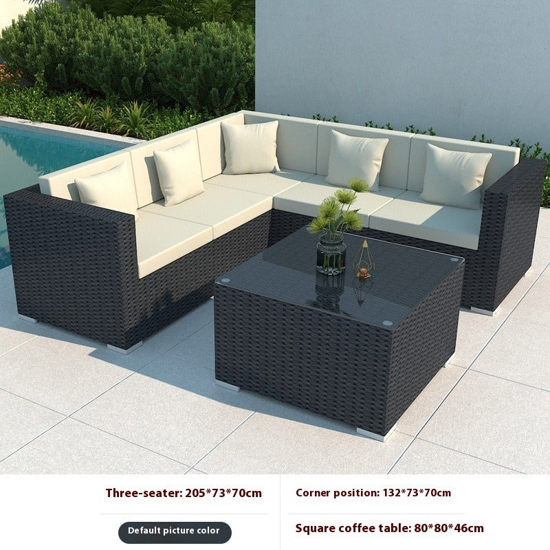 Outdoor Rattan Sofa Set 3-Seater Waterproof Lounge for Patio, Garden & Balcony