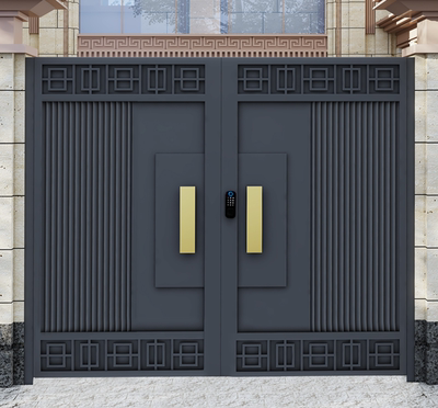 Wrought Iron & Aluminum Courtyard Gate – Modern Swing Gate for Villas and Garden Entrances