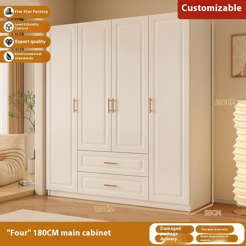 Custom Solid Wood Wardrobe – Cream-Style European Closet for Kids & Small Bedrooms