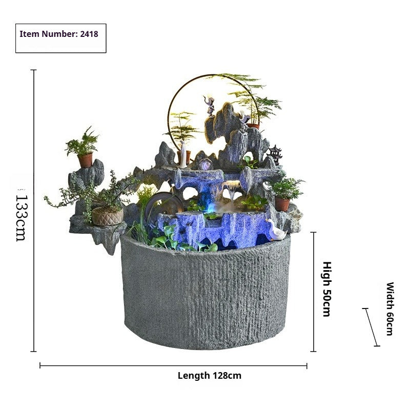 Rustic Garden Rockery Fountain with Fish Pond for Courtyard, Terrace & Balcony Decoration