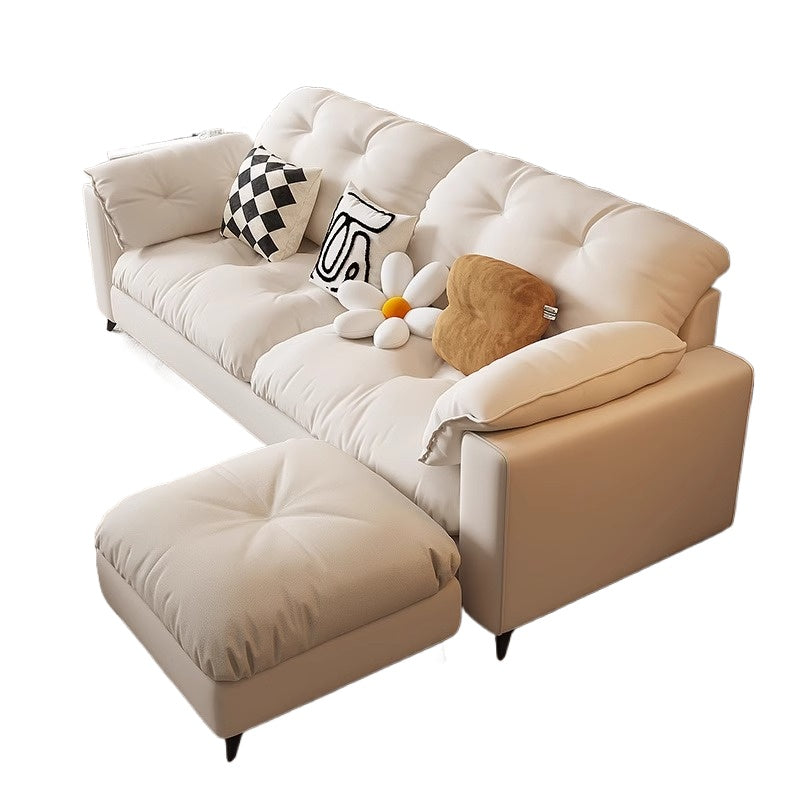 Easy-Clean Fabric Sofa Bed with Anti-Scratch Leather for Small Nordic Living Rooms