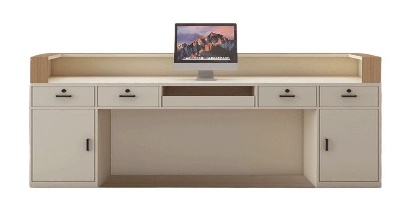Wooden Reception Desk – Minimalist Cashier & Bar Counter for Boutique, Salon, or Studio