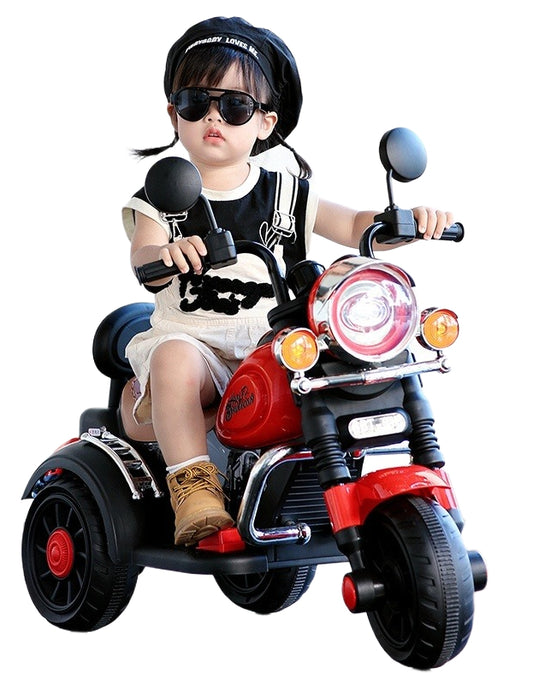 New Rose Red Kids Electric Ride-On Motorcycle with Dual Motors, Bluetooth Music & LED Lights for Ages 3-7