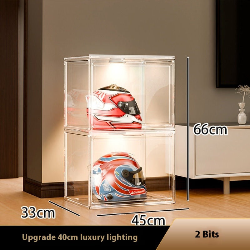 Acrylic Display Cabinet with LED – Extra-Long Transparent Showcase for LEGO, Figures & Collectibles