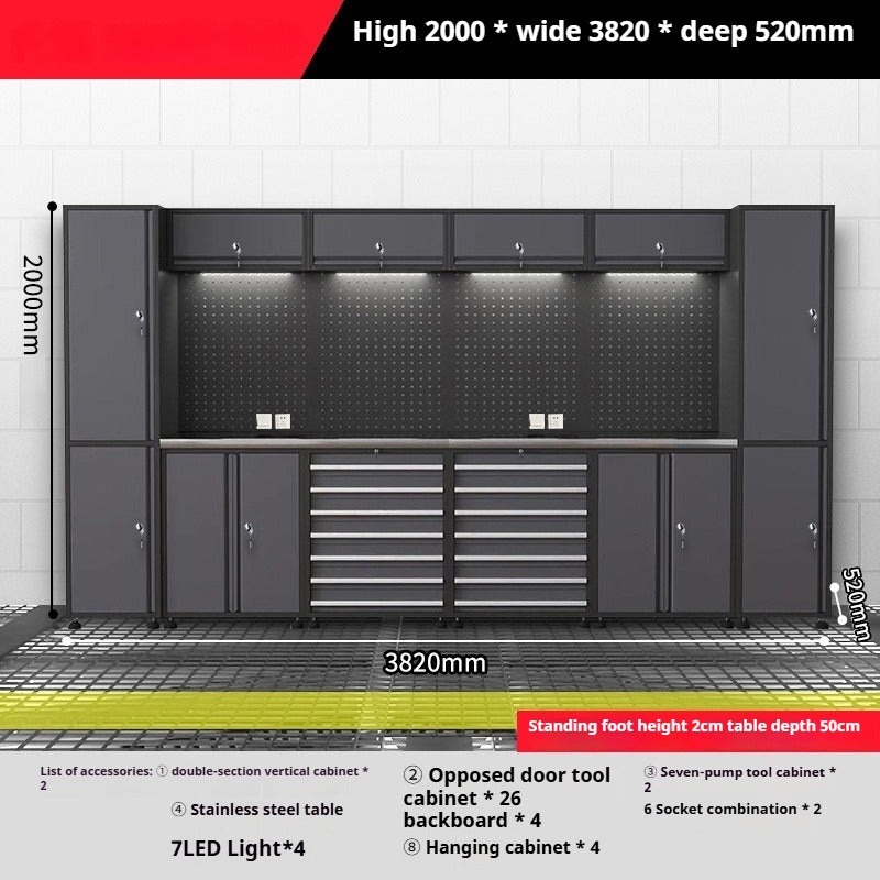 Auto Repair Workstation - Heavy-Duty Metal Tool Cabinet with Workbench, Mobile Mechanic Tool Cart for Garage