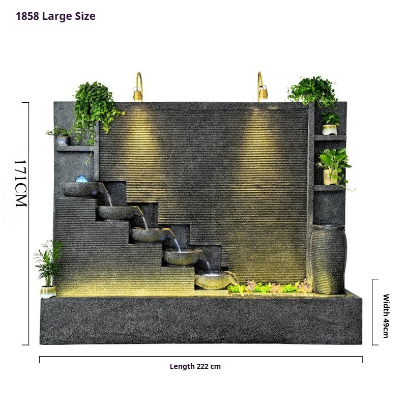 Rockery Waterfall Wall Fountain with Screen Feature for Villa Garden, Courtyard & Office Landscape Decor