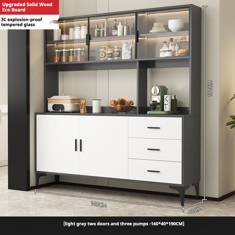 Solid Wood Sideboard Cabinet – All-in-One Wall-Mounted Tea & Storage Unit for Living Room or Kitchen