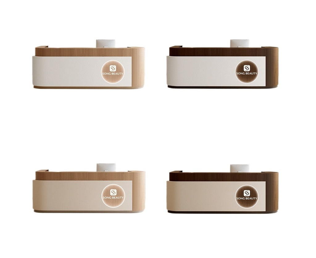Wooden Reception Desk – Minimalist Cashier & Bar Counter for Boutique, Salon, or Studio