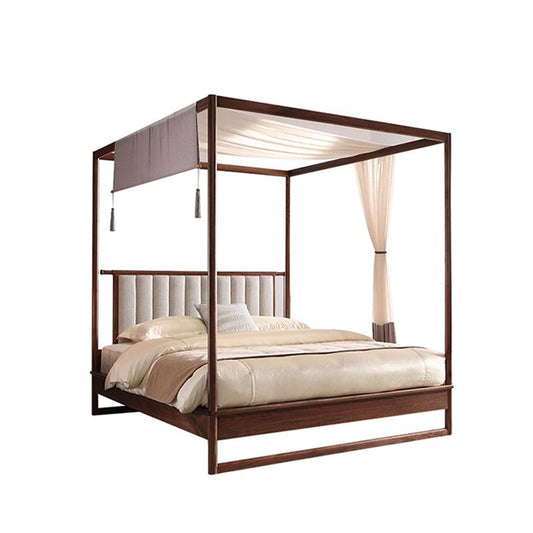 Elegant Solid Wood 2m Canopy Bed with Modern Minimalist Design - New