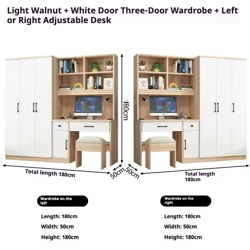 All-in-One Kids’ Desk with Wardrobe – Space-Saving Study Table & Bookshelf Combo for Small Bedrooms