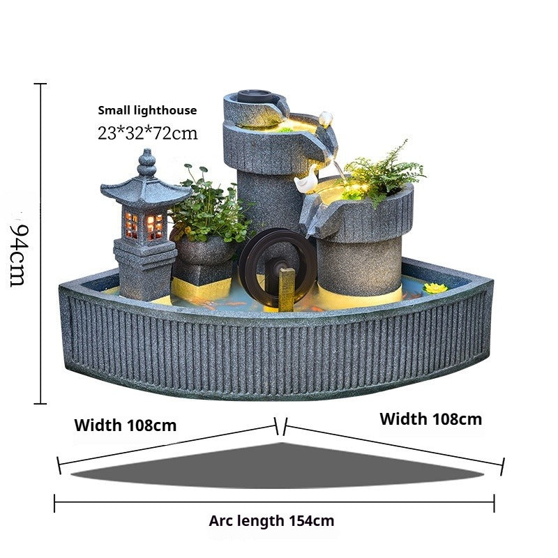 Rustic Garden Rockery Fountain with Fish Pond for Courtyard, Terrace & Balcony Decoration