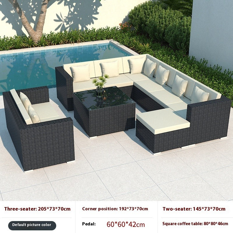 Outdoor Rattan Sofa Set 3-Seater Waterproof Lounge for Patio, Garden & Balcony