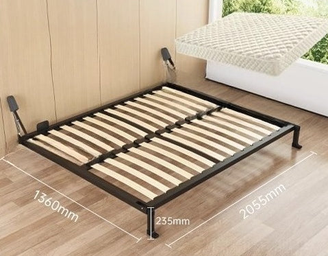 Wall-Mounted Folding Bed with Mattress, Eco-Friendly Wood Slats, Reinforced Double Steel Frame, and Silent Corner Bracing
