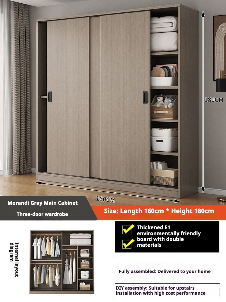 Sliding Door Wooden Wardrobe – Space-Saving Budget Closet for Small Bedrooms & Rental Homes