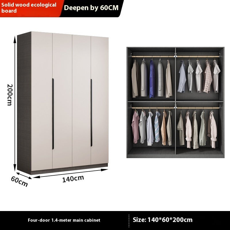 Solid Wood Wardrobe – Modern Eco-Board Closet for Small Bedroom Storage